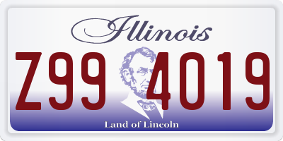 IL license plate Z994019