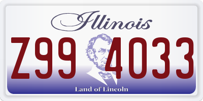 IL license plate Z994033