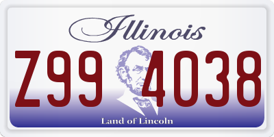 IL license plate Z994038