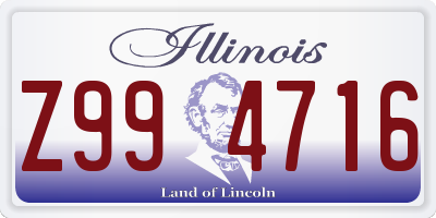 IL license plate Z994716