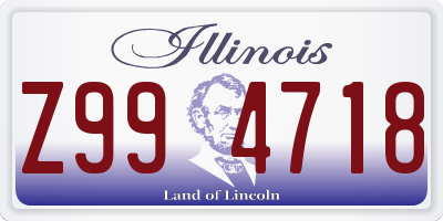 IL license plate Z994718