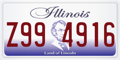 IL license plate Z994916