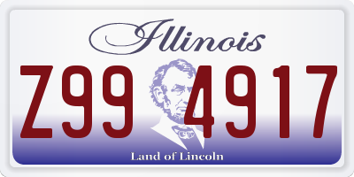 IL license plate Z994917