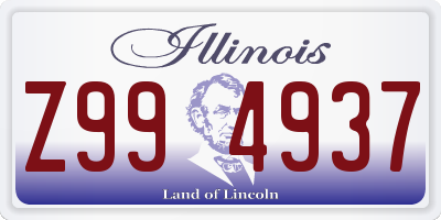 IL license plate Z994937