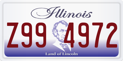IL license plate Z994972