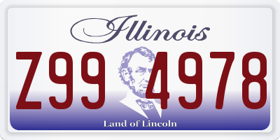 IL license plate Z994978