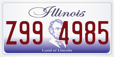 IL license plate Z994985