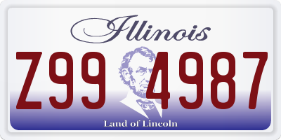 IL license plate Z994987