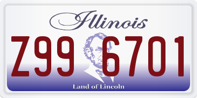 IL license plate Z996701