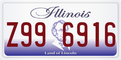 IL license plate Z996916
