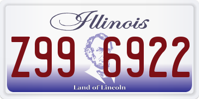 IL license plate Z996922