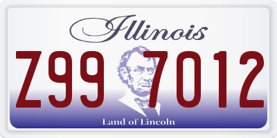 IL license plate Z997012