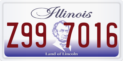 IL license plate Z997016