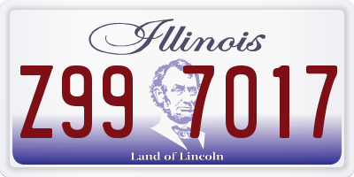 IL license plate Z997017