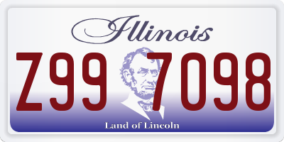 IL license plate Z997098