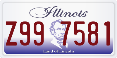 IL license plate Z997581