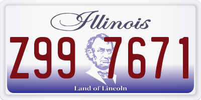 IL license plate Z997671