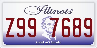 IL license plate Z997689