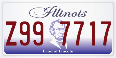 IL license plate Z997717