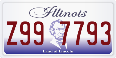 IL license plate Z997793