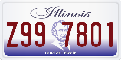 IL license plate Z997801