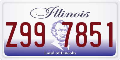 IL license plate Z997851