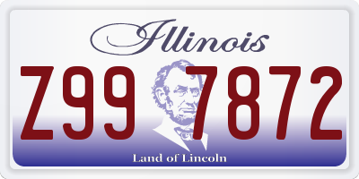 IL license plate Z997872