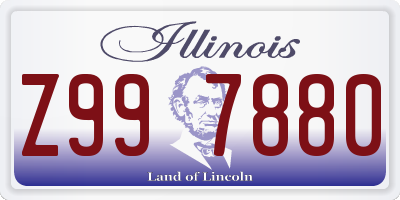 IL license plate Z997880