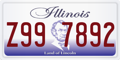 IL license plate Z997892