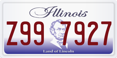 IL license plate Z997927