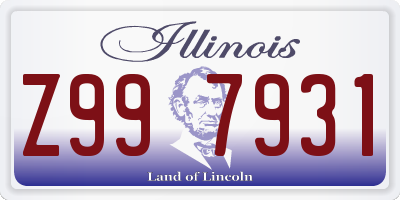 IL license plate Z997931