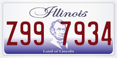 IL license plate Z997934