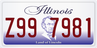 IL license plate Z997981