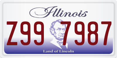 IL license plate Z997987