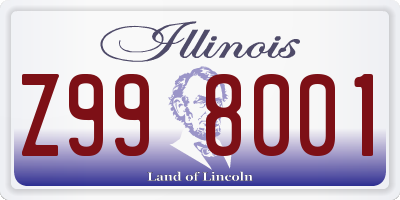 IL license plate Z998001