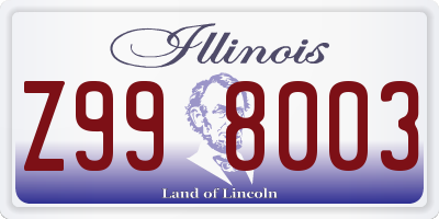 IL license plate Z998003