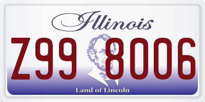 IL license plate Z998006