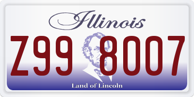 IL license plate Z998007