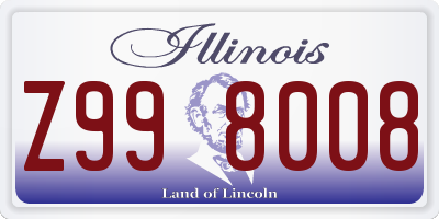 IL license plate Z998008