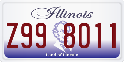 IL license plate Z998011