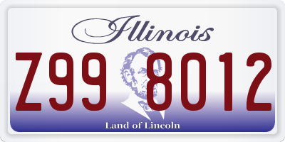 IL license plate Z998012