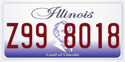 IL license plate Z998018