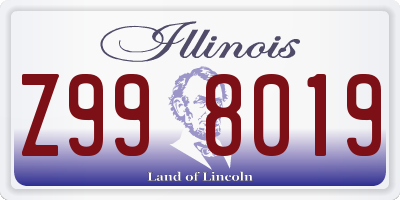 IL license plate Z998019