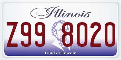 IL license plate Z998020