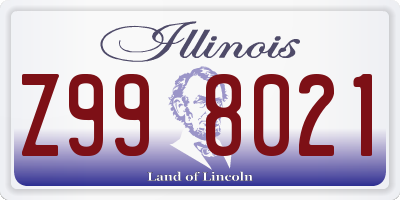 IL license plate Z998021