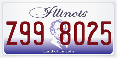 IL license plate Z998025