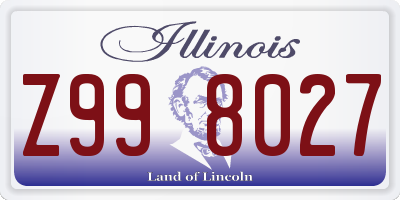 IL license plate Z998027