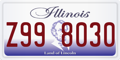 IL license plate Z998030