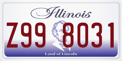 IL license plate Z998031