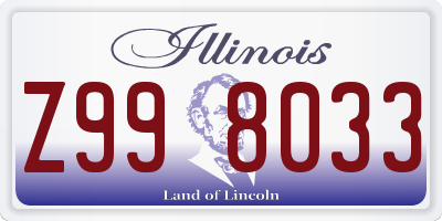 IL license plate Z998033